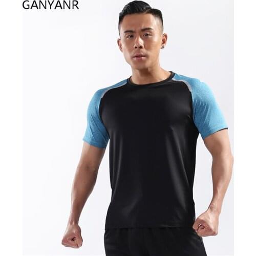 GANYANR Running T Shirt Men Basketball Tennis Sportswear Tee Sport Fitness Gym Jogging Fitness Tops Exercise Training Rashgard