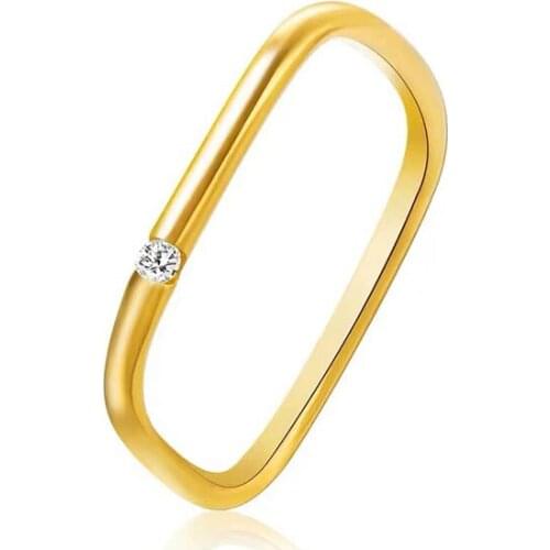 OUFEI Stainless steel Rings For Women Cute Zircon Geometric Square Wedding Engagement Ring Jewelry Gift Rhinestones Rings