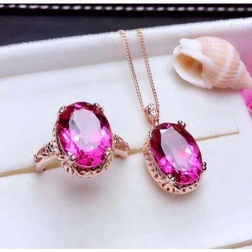 Real Natural Topaz jewelry set Natural Real Topaz 925 sterling silver 1pc pendant,1pc ring