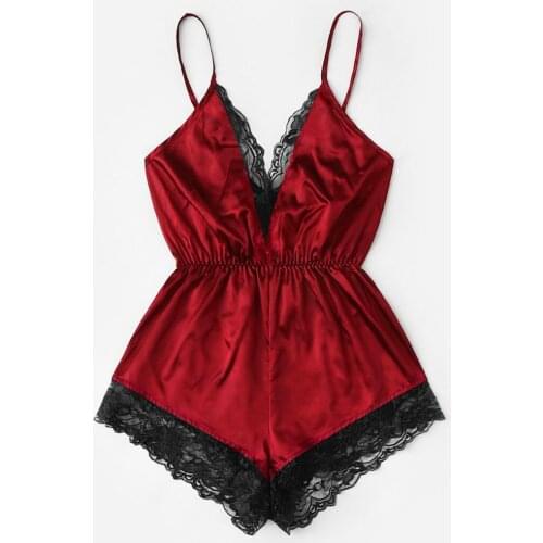 2020 Sexy Bra Sleepwear Set Womens Sexy Lingerie Girl V-neck Lace Splice Bodysuit Sleepwear Bodydoll Lingerie Sets Nightdress