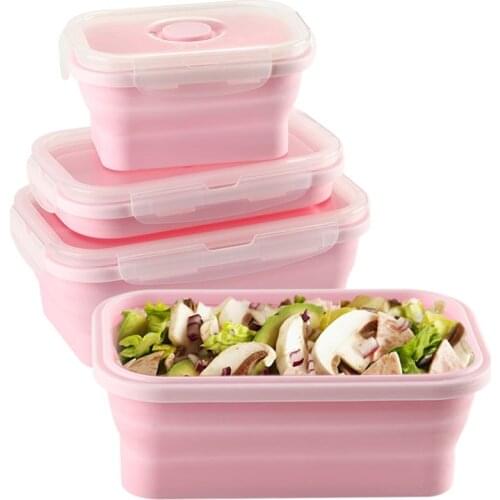 Bento Box Home Silicone Crisper Outdoor Portable Folding Boxes Square Scaling Sealed Food Container Container