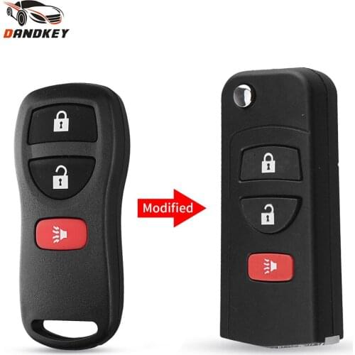 DANDKEY 3 Buttons Remote Key Shell For Nissan Livina X-Trail Gennis Tiida Sylphy Infiniti Xterra Frontier Muranon