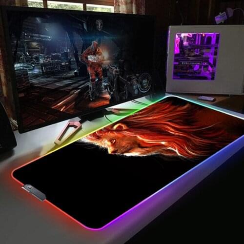 Lion Mouse Pad RGB Mousepad Xxl Pc Gaming Rubber Mat Mause Pad Anime Computer Desk Gamer Keyboard LED Mice Keyboards Peripherals