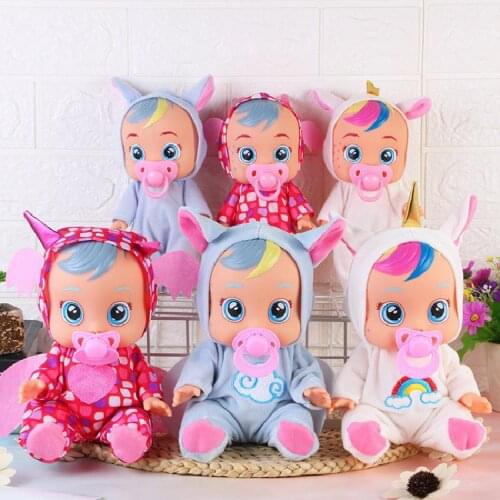 Unicorn Doll 3D Animal Babie Dolls Cute Baby Toys Electric Doll Tearing Full Vinyl Silicone Body Birthday Surprise Gift for Kids