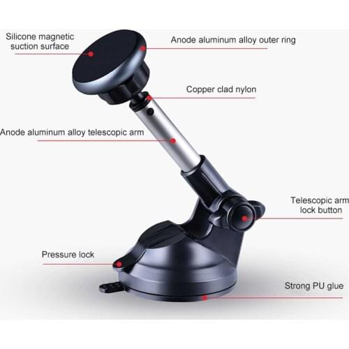 Magnetic Car Phone Holder Mount Telescopic Suction Cup Cell Phones Stand Bracket SP99