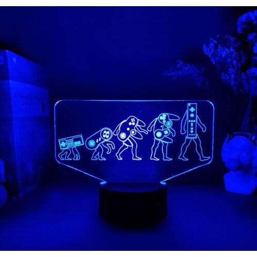 Cute Evolution of Video Game Controller DIY Laser Engraved Acrylic 3D Illusion Night Light Game Event Prize LED Sensor Lamp