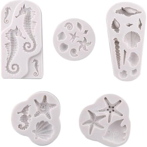 Sea Series Sugar Cake Silicone Mold Seahorse Shell Conch Chocolate Kitchen Tools Starfish Bakware Accessories