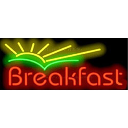 Breakfast with Sunrise neon sign Handcrafted Light Bar Beer Pub Club signs Shop Store Business Signboard barbegue food17"x14"