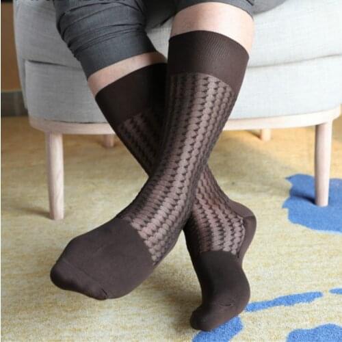 Tube Socks Dress Socks Gifts For Men Exotic Sheer Socks Formal Wear Stocking Suit Men Sexy Thin Transparent Business TNT Socks