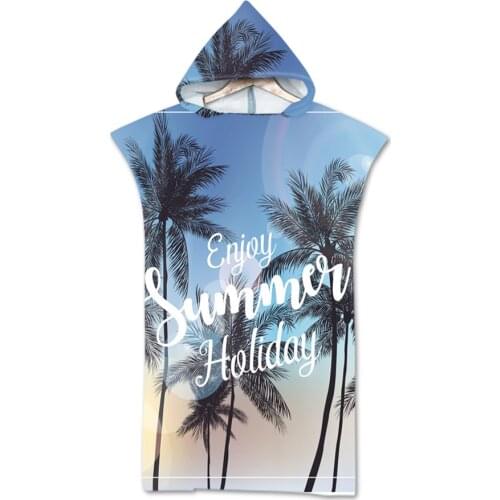 New printed Palm Tree Hooded Bath Beach Towel Microfiber Towel Poncho for Swimming Beach Surf unisex Bathrobe Beachwear