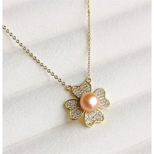 Flower Heart Necklace Mountings Necklace Pendant Chain Findings Settings Jewelry Parts Fittings Charm Accessories for Pearls