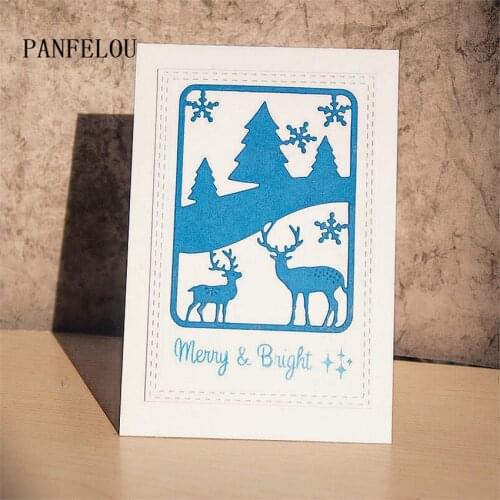 PANFELOU 7x9.5cm Snowflakes deer metal craft Carbon Steel Cutter paper die cutting dies Scrapbooking/DIY Embossing cards