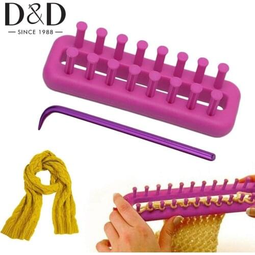 Plastic Knitting Loom Scarf Weaving Loom Kit with Crochet Hook DIY Yarn Weaving Loom Tools for Socks Scarf DIY Knitting Tools