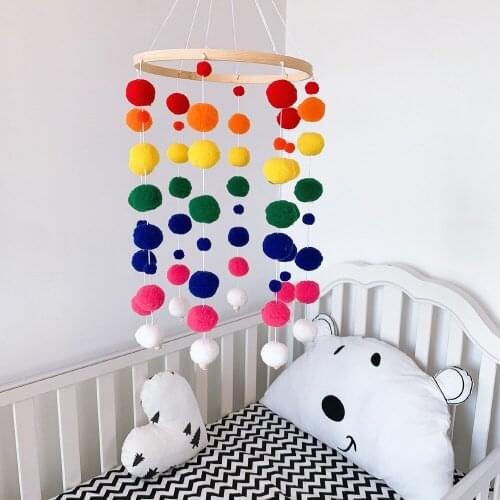 Baby Mobile Rattles Toys 0-12 Months Newborn INS Nordic Hair Ball Bed Bell Toddler Wind Chime Kids Room Decor