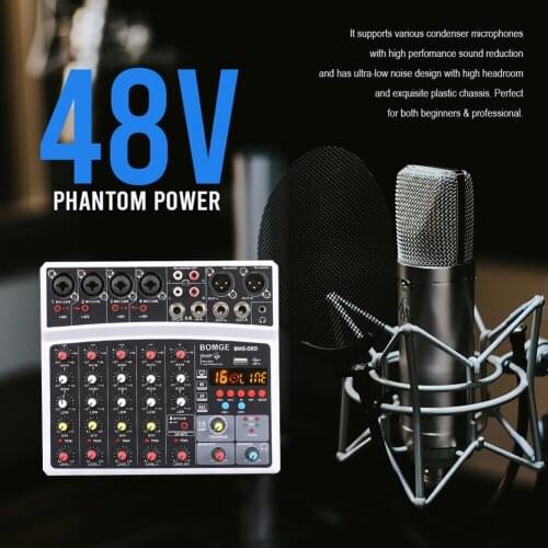 BMG-06D 6 Channels Sound Mixing Console 16 DSP Bluetooth-compatible USB Interface Record MP3 Computer 48V Phantom Power Monitor