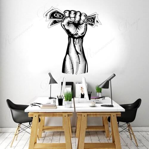 Hand With Money Dollars Currency Wall Sticker Inspirational Success Office Wall Decals Vinyl Interior Decoration Wallpaper 4330