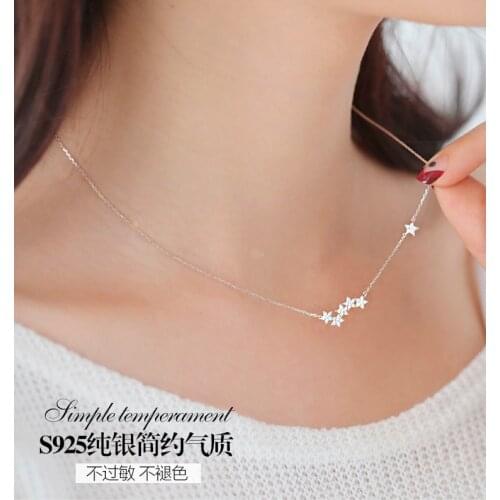 S925 sterling silver fine jewelry hot selling accessories with fashion clavicle chain star wild necklace for female wholesale