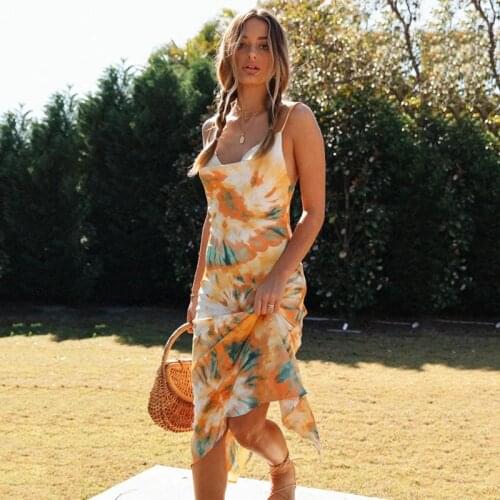 Sexy backless summer dress women beach vacation split midi dress casual yellow slit ombre dress elegant party dress