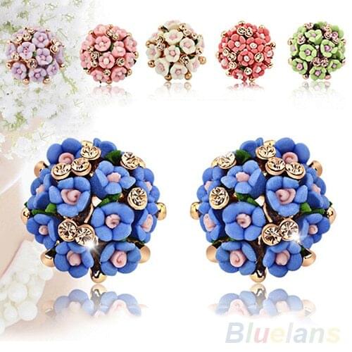 Womens Girls Jewelry Flower Petals Blossom Earrings Eardrop Clip Ear Studs 2MVV