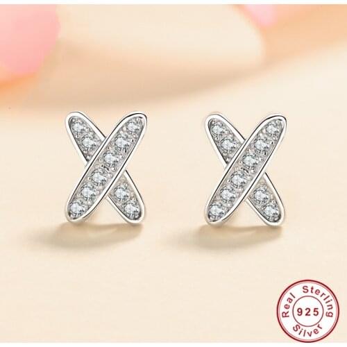 Geoki 925 Sterling Silver Passed Diamond Test D Color VVS1 Moissanite Cute Cross Stud Earrings Luxury Wedding Jewelry Women Gift