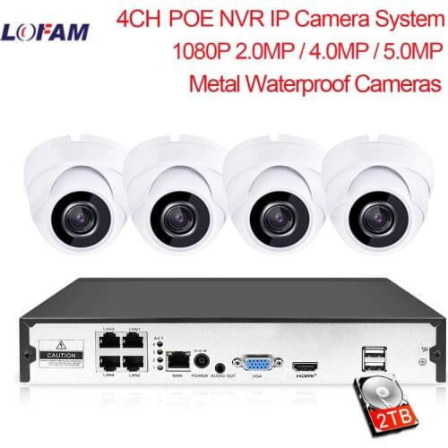 LOFAM CCTV Camera System POE 4CH NVR Kit 1080P 2MP 4MP 5MP Security Camera System HD IP Camera Outdoor Video Surveillance System