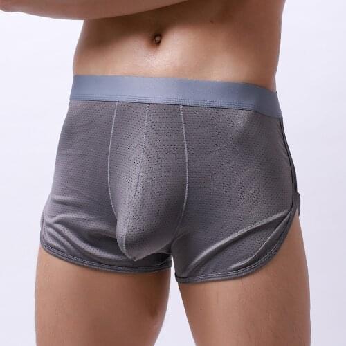 U Convex Pouch Male Panties Solid Boxer Men Underwear Sexy Trunks Underpants Men Boxers Shorts Breathable Split Bottoms A50
