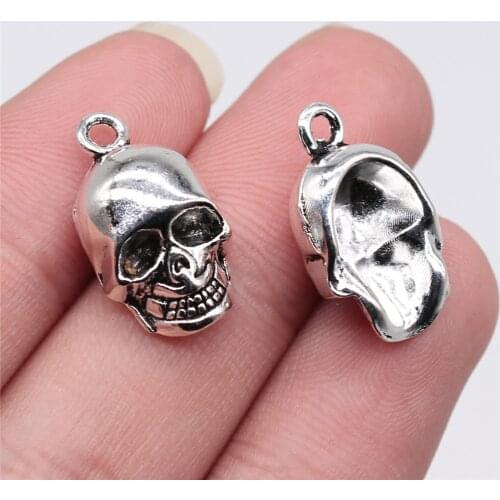 WYSIWYG 5pcs 21x12mm Antique Silver Color Skull Charms Pendant For Jewelry Making DIY Jewelry Findings