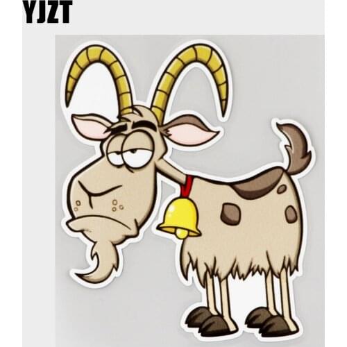 YJZT 11.4CM×13.4CM Sentimental Goat Mascot Lovely Car Sticker PVC Decal 11C-0198