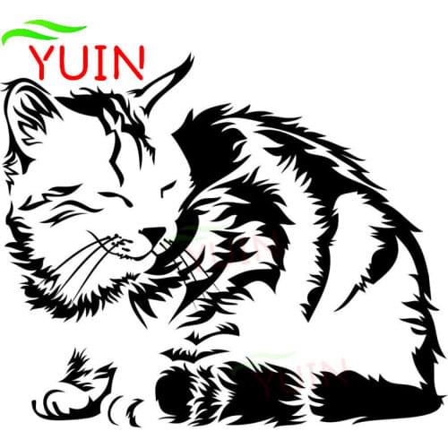 Sleeping Cat Animal Funny Car Sticker Classic Car Window Decoration PVC Waterproof Sunscreen Decal Black/White/Red/Laser/Silver