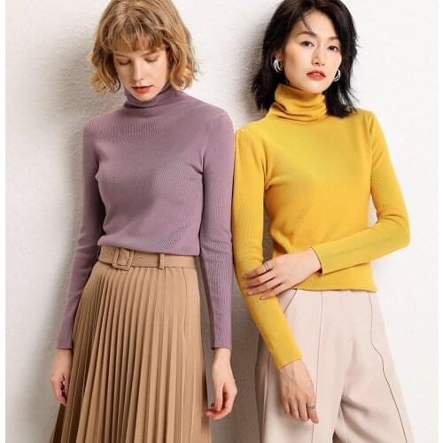 Winter fashion women solid turtleneck sweater female long sleeve chic elegant ladies jumpers sweater pull femme