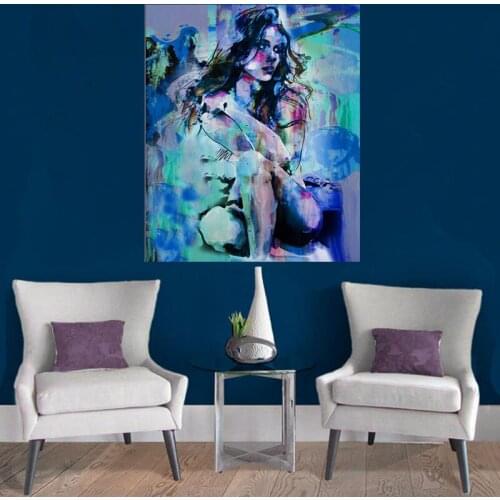 100% Hand Painted large size nude Oil Painting Girl Squat Down Sexy Naked Beauty modern art home decor