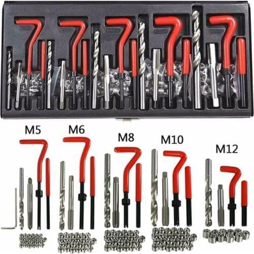 131 Pcs Engine Block Restoring Damaged Thread Repair Tool Kit M5 M6 M8 M10 M12 for Helicoil Car Repair Tools Coarse Crowbar