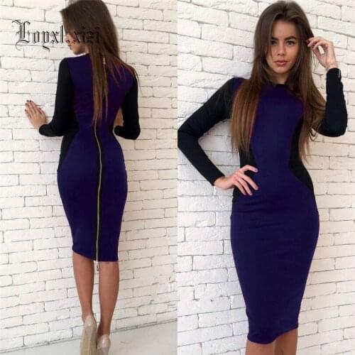 2018 spring dress new style OL dress European and American fashion long sleeved one-step long style zipper dress LQ0036