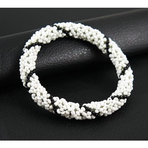 Handmade Bead Bracelet Hippy Friendship Popular Roll Crochet Woven Seed Beads Black stripes Pattern Bracelets For Women