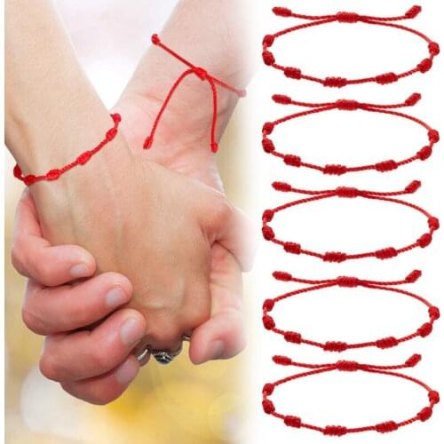 10PCS 7 Knots Red String Bracelet Handmade Protection Eye Good Luck Amulet For Success Prosperity Couples Friendship Bracelet