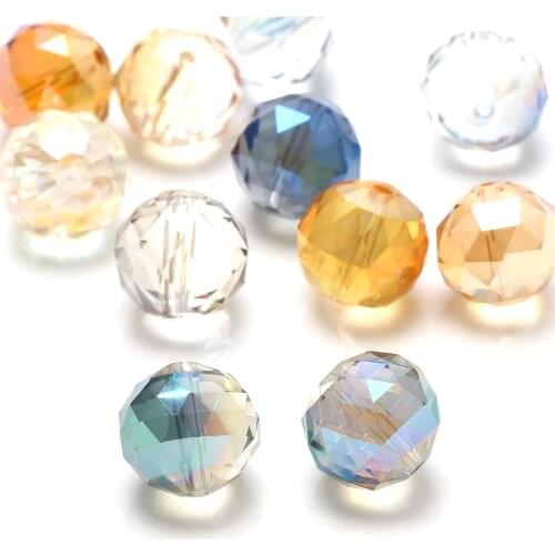 10pcs Crystal Round Ball Beads Triangle 16mm Glass Faceted For Women Jewelry Making DIY Accessories Wholesale Bead & Necklace