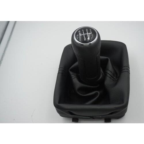 Fast Shipping Auto Car Gear Shift Knob & Giator Leather Boot 5 Speed for VW Polo 9N 9N2 2002-2009 Car Accessories