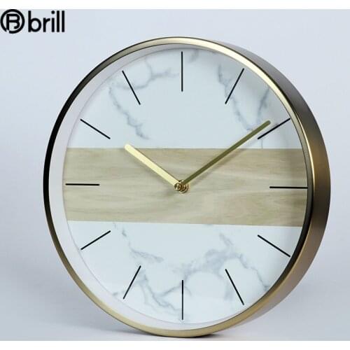 Digital Metal Wall Clock Modern Design Vintage Wall Clocks Round Large Mute Kitchen Marble Style Wall Watches Home Decor Horloge