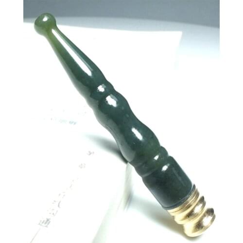 7cm Natural hetian jade Pipe Bit Straight Finger Clip filter Cigarettes Holder Women Men Smoking Accessories Gift for Smoker