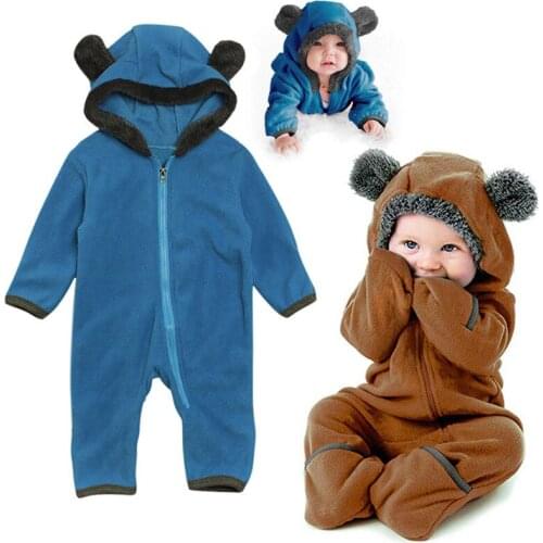 Hot Baby Hooded Warm Zipper Romper Newborn Infant Babies Boy Girl Bear Rompers Jumpsuit Outfits Clothes ropa de niños 0 a 4 años
