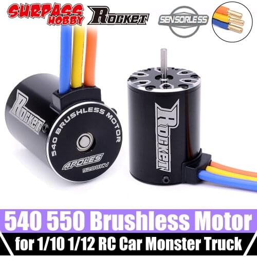 SURPASS HOBBY Rocket 540 550 Brushless RC Motor 1650/2300/7700KV Sensorless Motor Shaft 3.175/5mm for 1/10 RC Car Traxxas Trx4