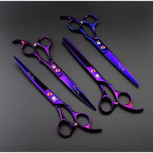 Factory outlets! set of 7 inch professional Cat Dog purple Pet grooming scissors CUTTING & THINNING & CURVED scissors pet salon