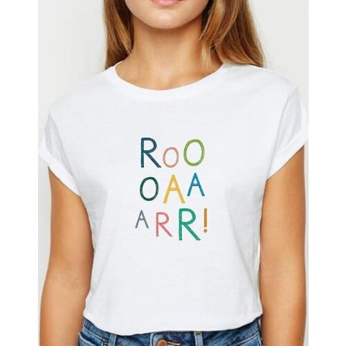 Young Female Dinosaur tshirt O-Collar Spring Summer T Shirt Harajuku Alphabet Pattern Tops Persionalized Comfortable T-shirt