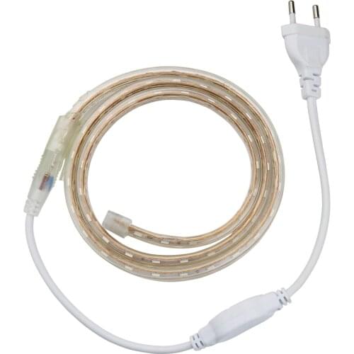 AC220V LED Strip SMD 5050 Flexible Light 60leds/m Waterproof Led Tape LED Light With Power Plug 1M/2M/5M/6M for outdoor garden