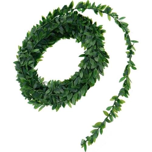 2pcs 7.5m Craft Garland PVC Green Leaf Wire Rattan Artificial Flower Vine Rattan for Wedding Car Decoration DIY Wreath Flowers