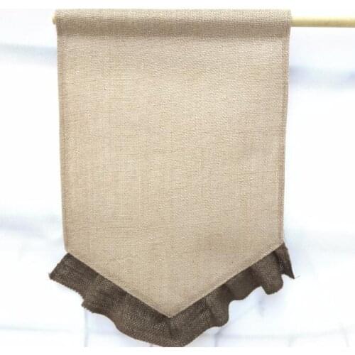 Good sell Blank Burlap Flag DIY Jute Ruffles Garden Flags Portable Blank Banner Easter Garden Decorations