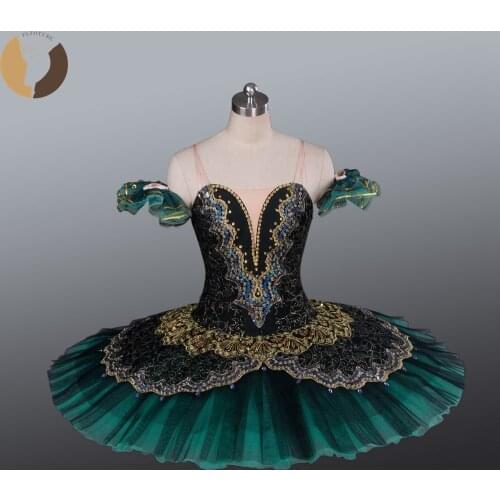 Adult/Child Custom Made Green Tutu Classical Variation Costumes Girls Pancake Tutu Skirt Professional Stage Wear Paquita Role