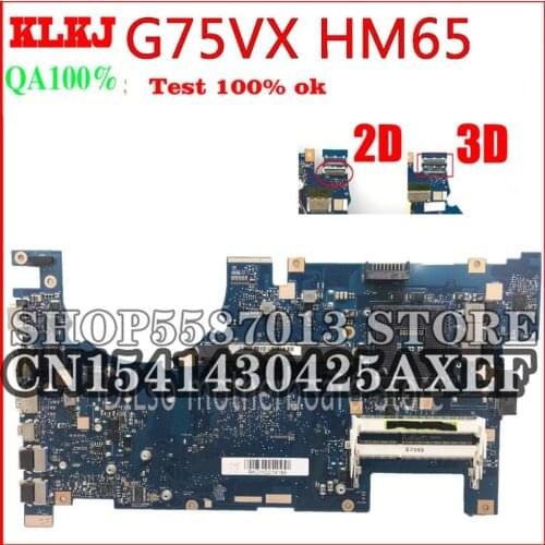KLKJ G75VX 2D/3D For ASUS G75VW G75V G75VX Support 2D/3D Connector HM65 Laptop Motherboard 100% Test Work Original
