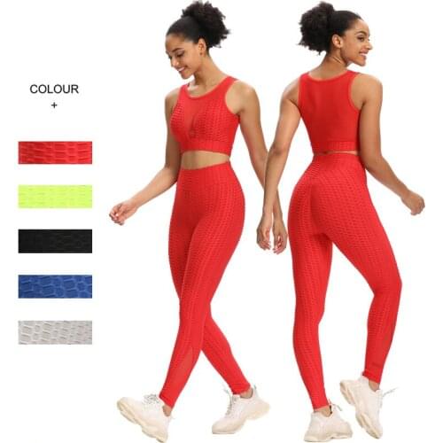 2PCS Breathable Yoga Set Sports Wear Women Fitness Clothing Booty Yoga Leggings + Sport Bra Gym Sport Suit Femme Workout Clothes