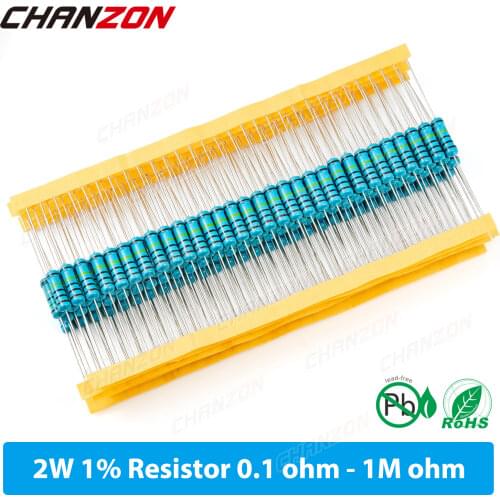 30pcs/lot 2W 1% High Precision Metal Film Resistor 1 2.2 3.9 4.7 10 47 100 330 470 1K 4.7K 10K 47K 100K Ohm 2 W Watt Resistance